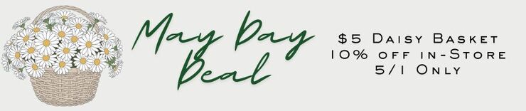 May Day Deal | $5 Daisy Basket + 10% off in-store on 5/1 only