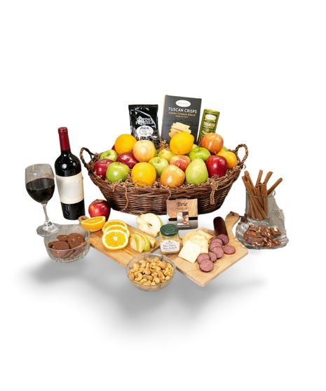 Deluxe Fruit and Wine basket
