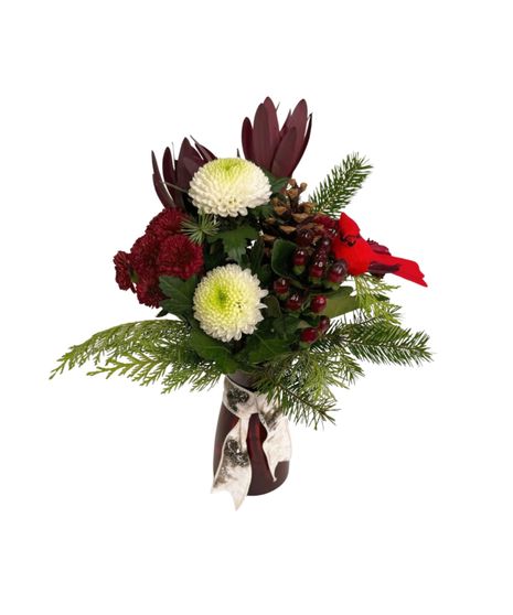 Red Noel Floral Vase